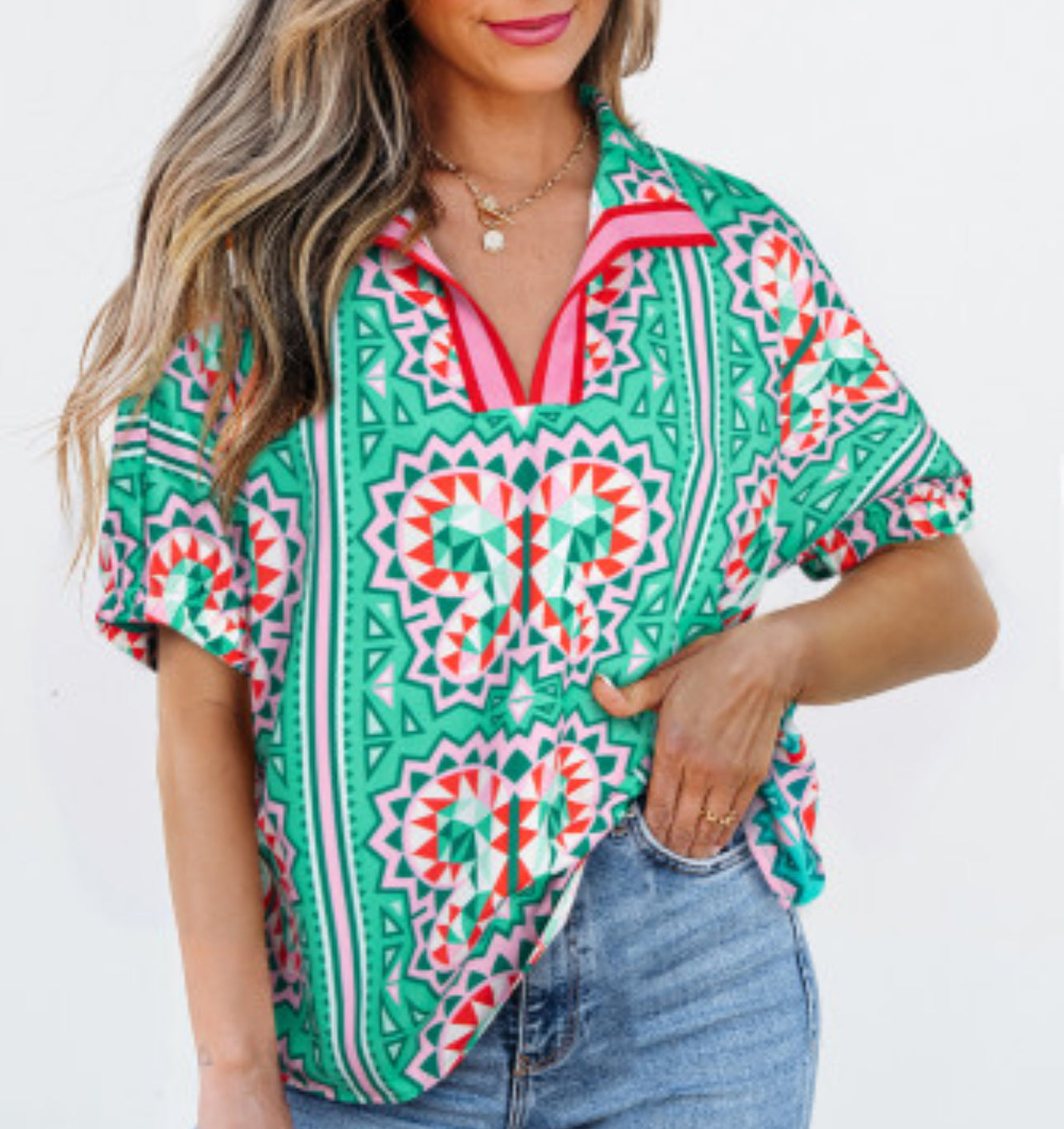 TILLIE ABSTRACT BLOUSE