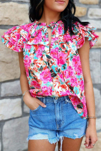 TWIRL INTO TODAY FLORAL TOP