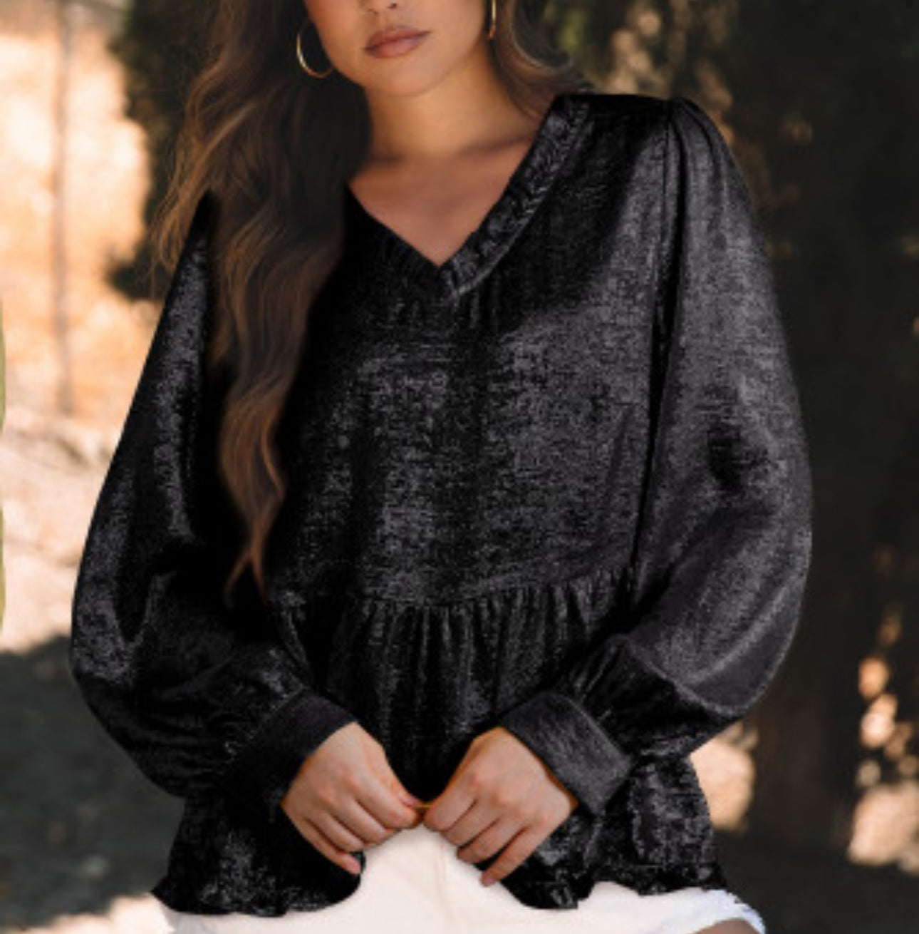 ECSTATIC METALLIC BABYDOLL BLOUSE