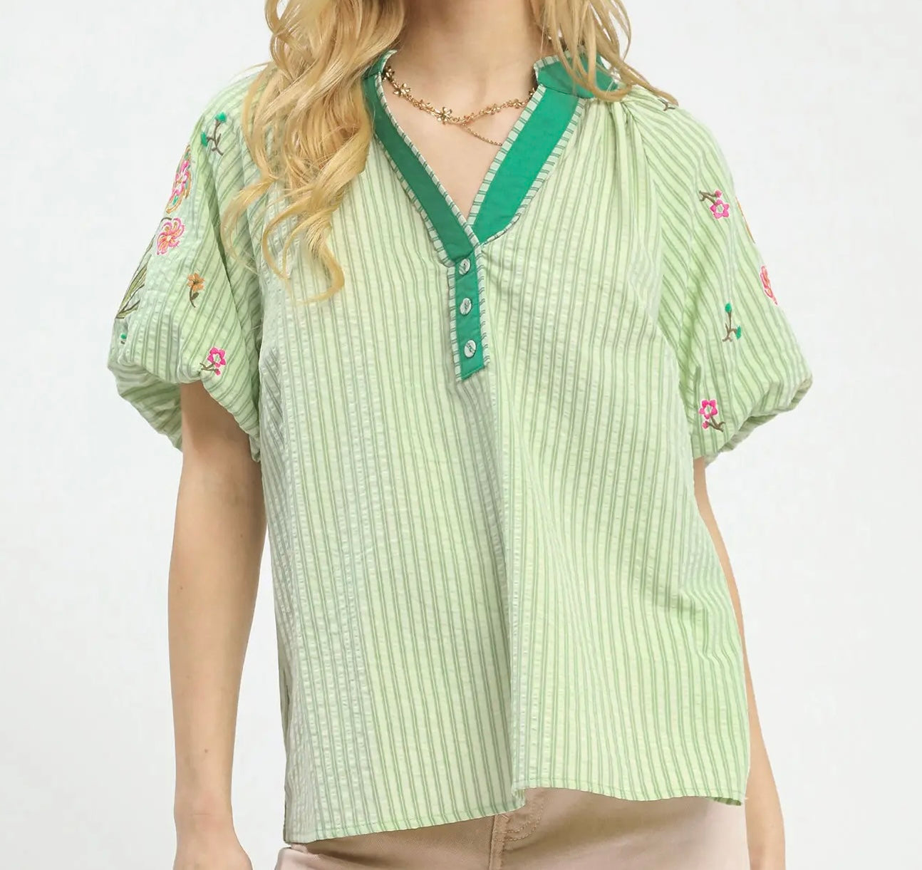 HELLO SPRING STRIPED TOP