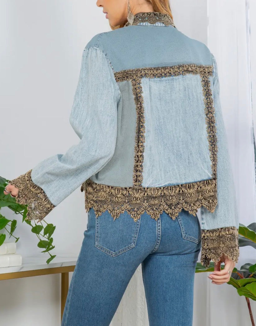 OUT WITH THE OLD DENIM TOP