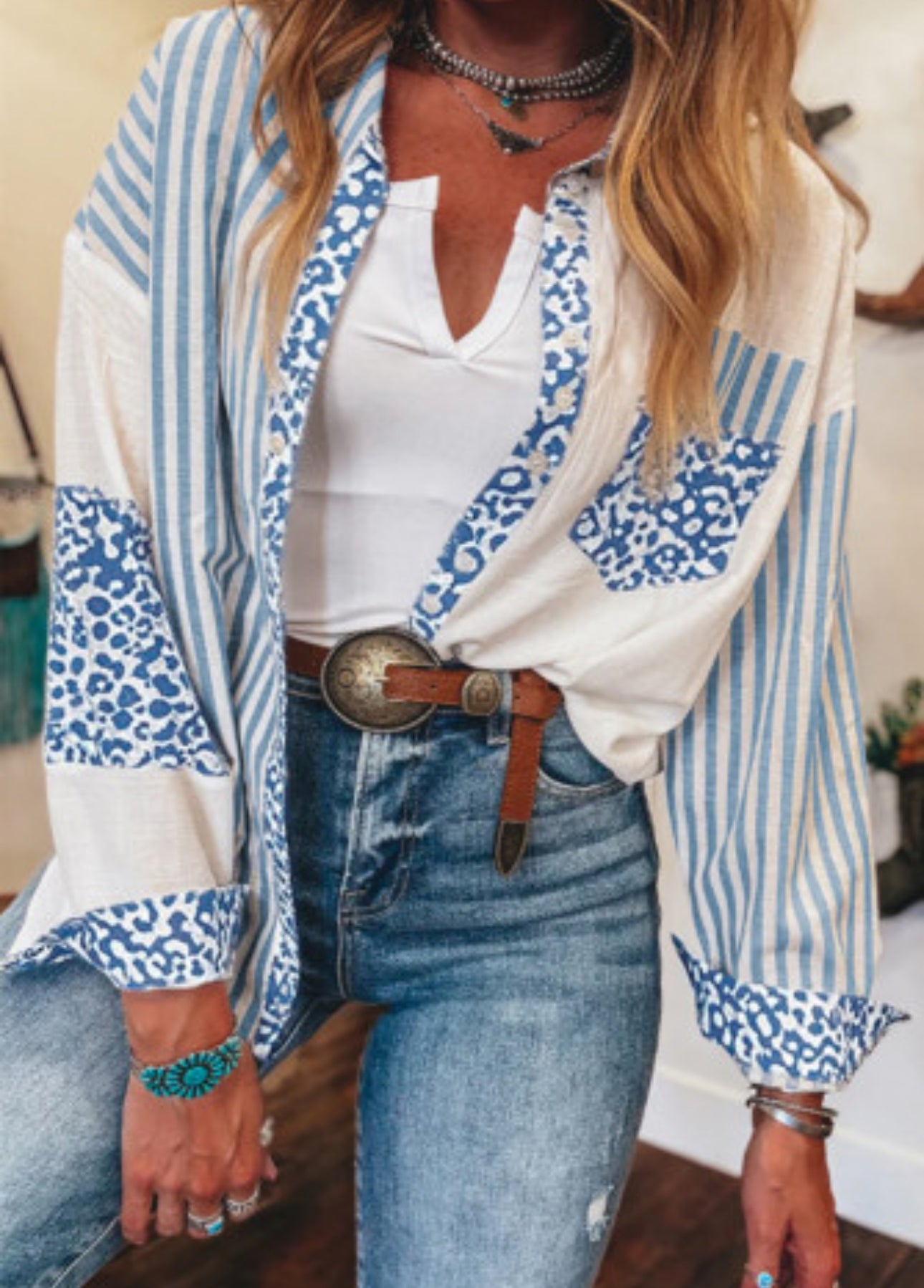 WREN LEOPARD STRIPED SHIRT