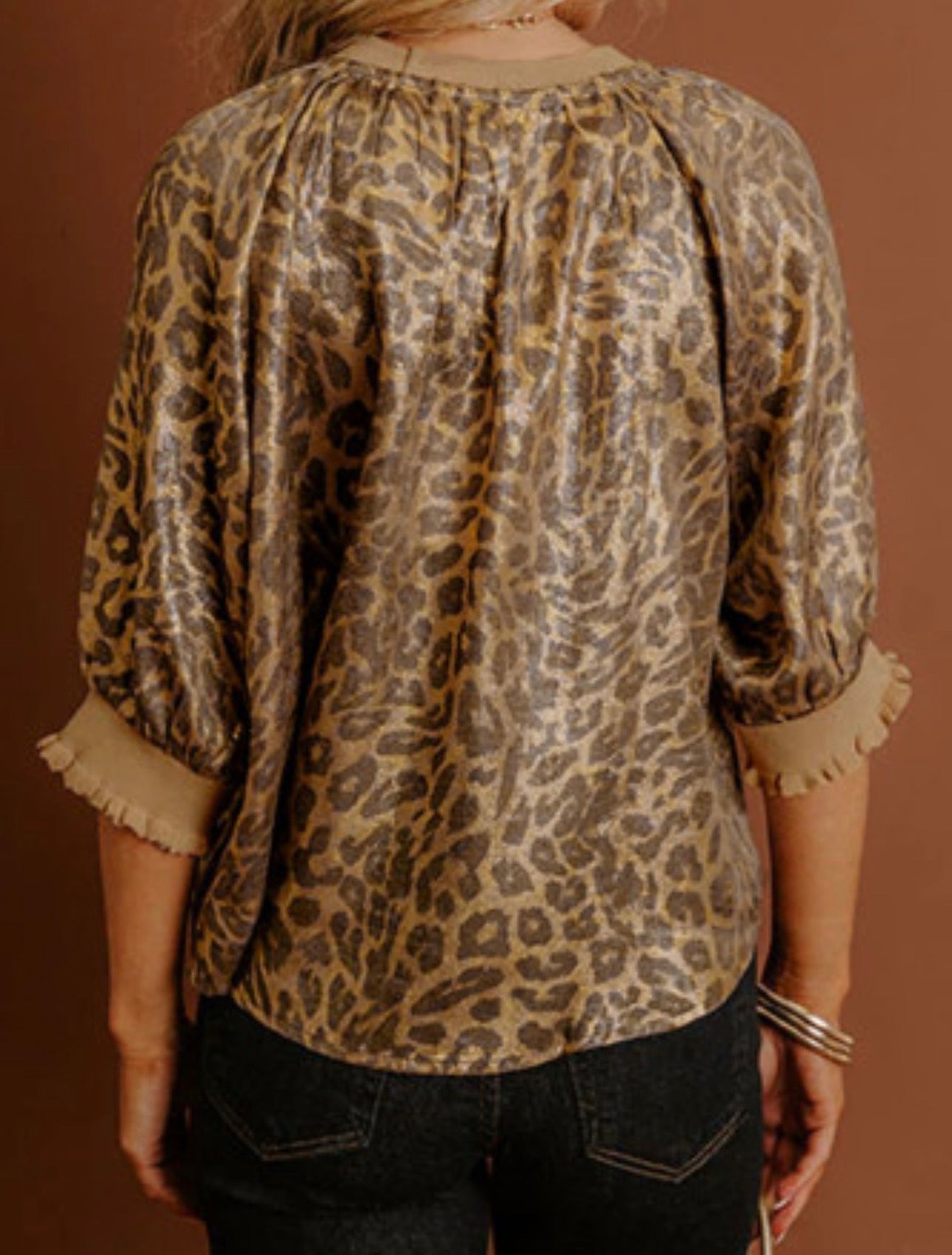 GOLD METALLIC LEOPARD BLOUSE