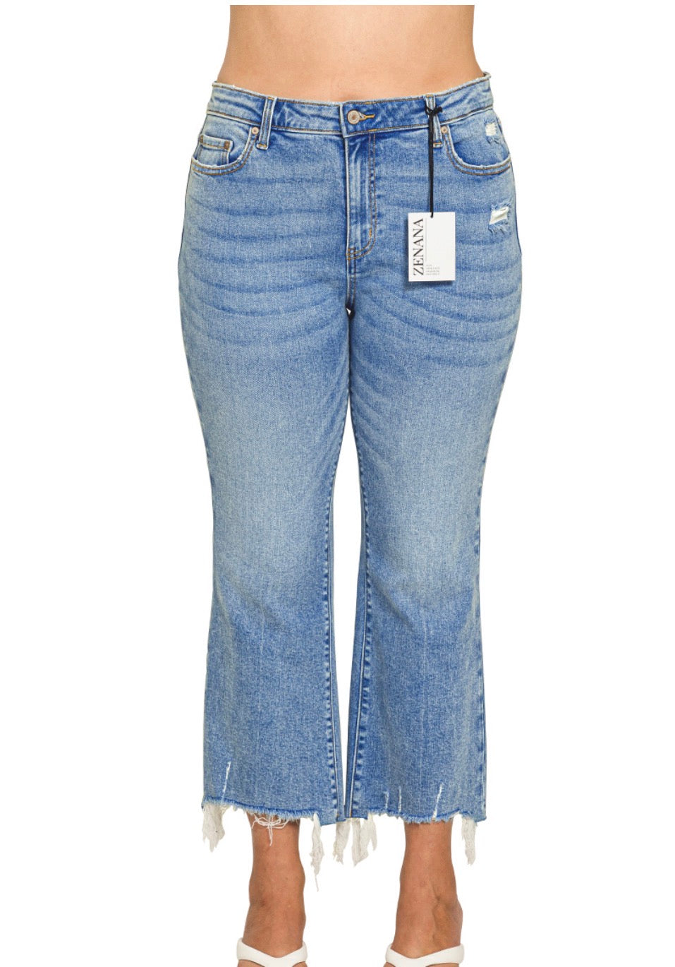 ZENANA MEDIUM WASH CROP JEANS
