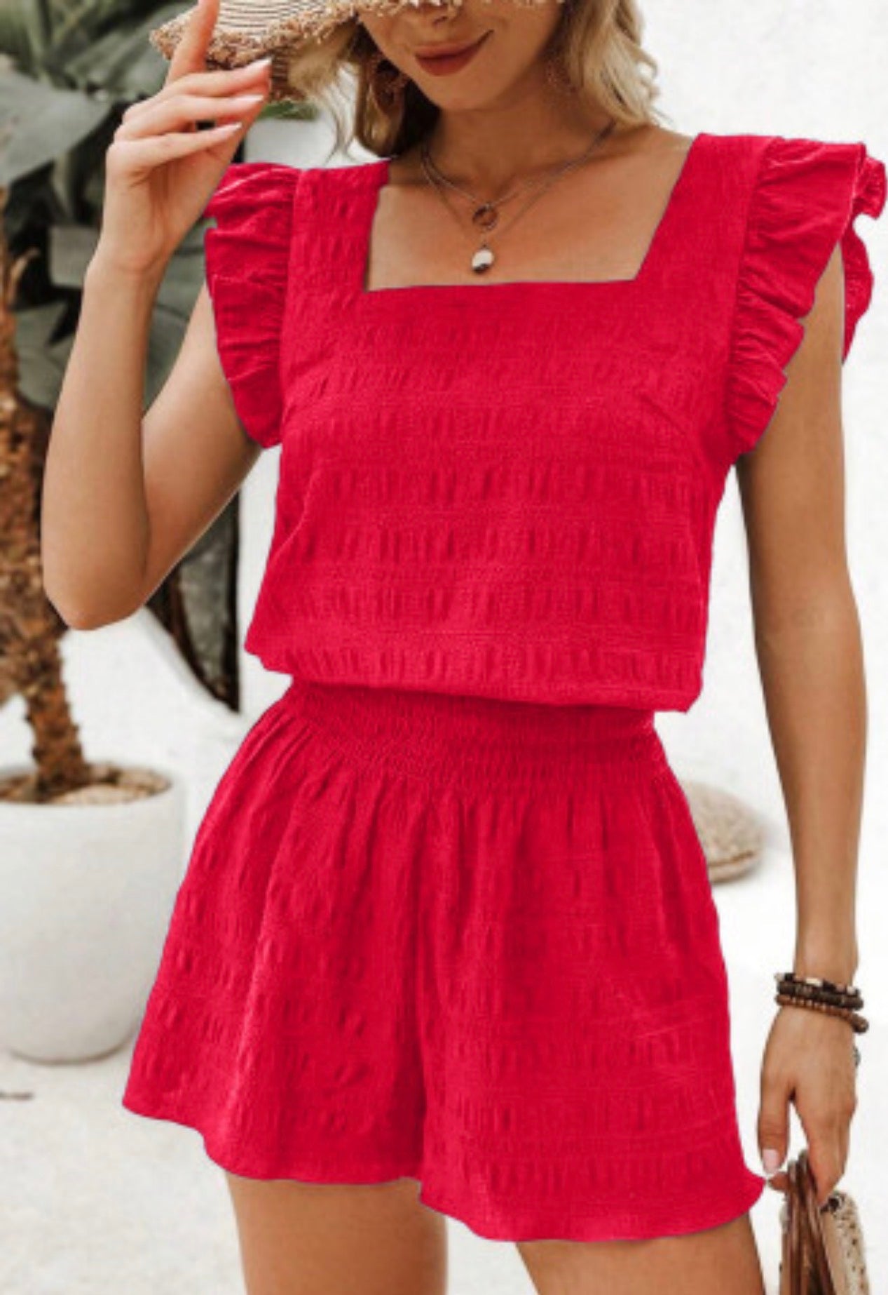 FANCY RED SHORT SET
