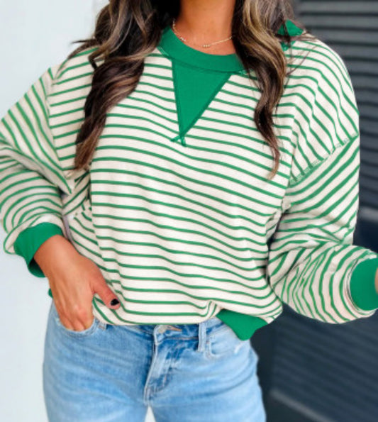 ADLEY GREEN STRIPE TOP