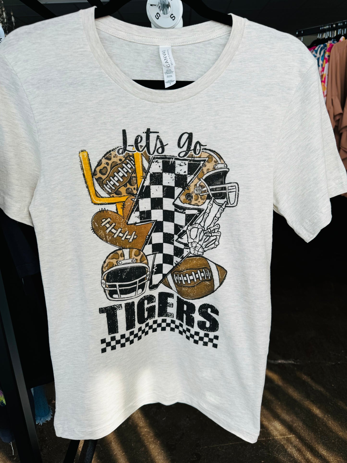 FOOTBALL CHECKER BOLT GRAPHIC TEE