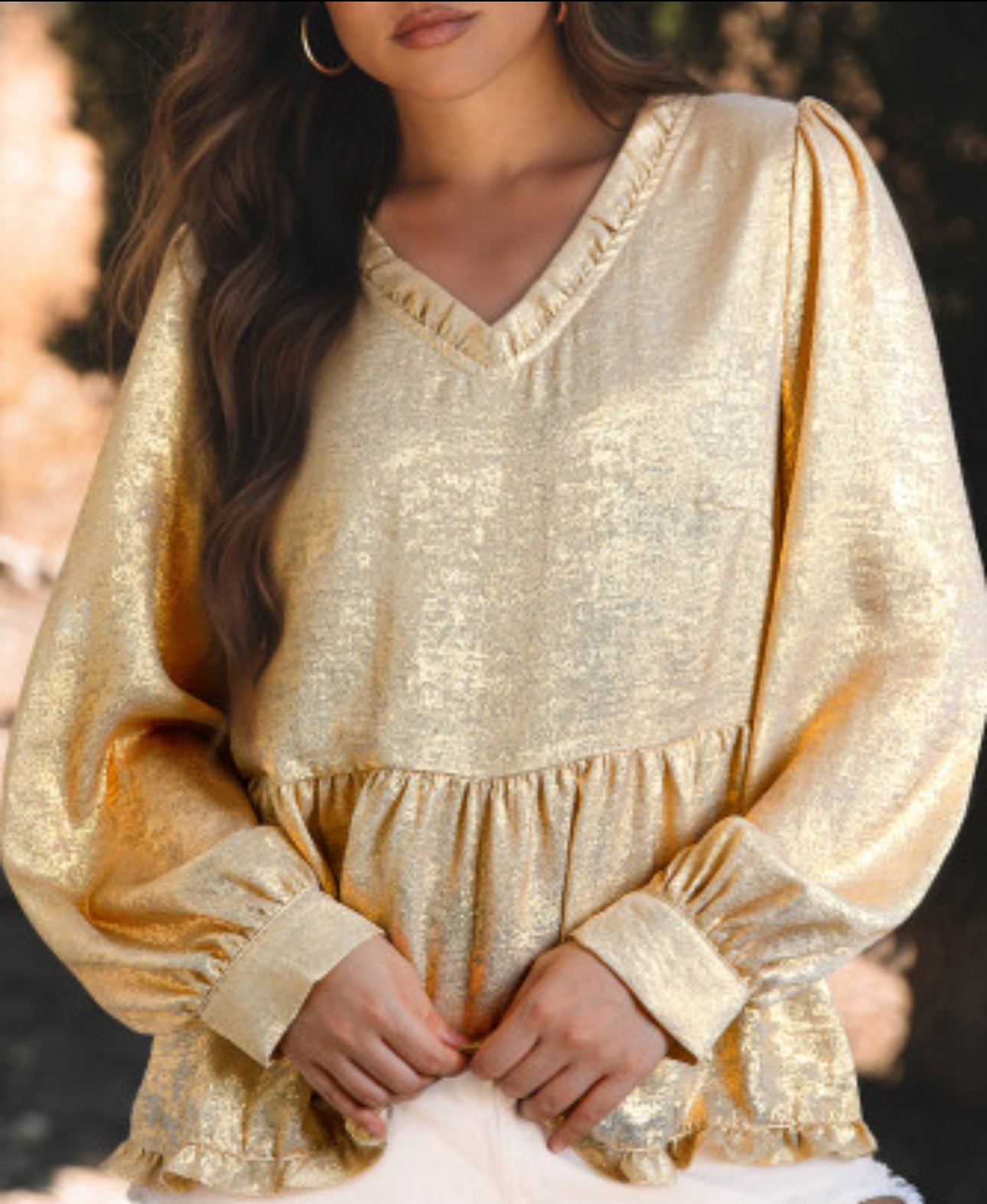 ECSTATIC METALLIC BABYDOLL BLOUSE