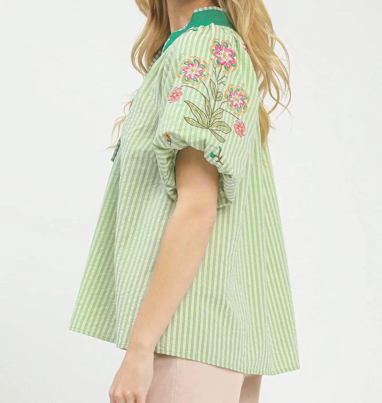 HELLO SPRING STRIPED TOP