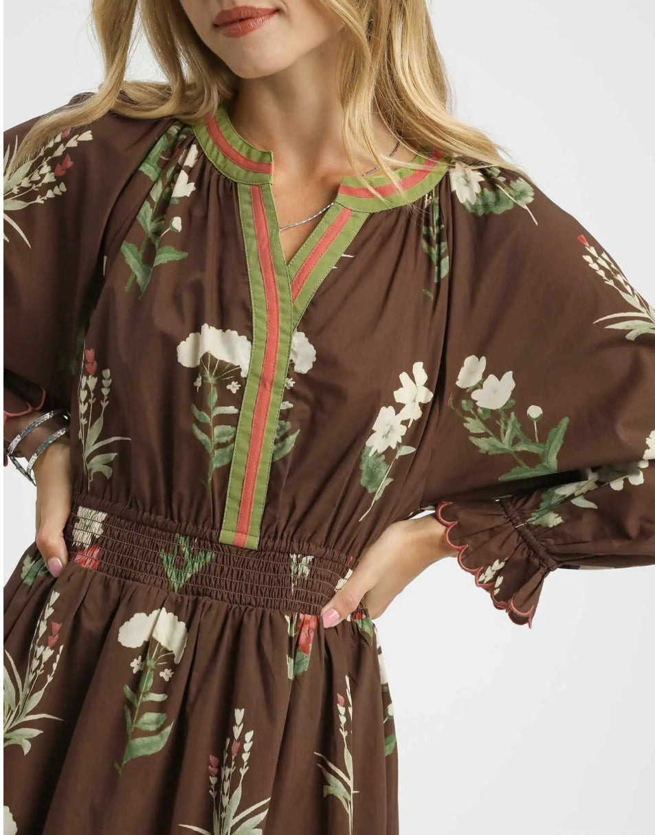 MARISOL BROWN MIDI DRESS