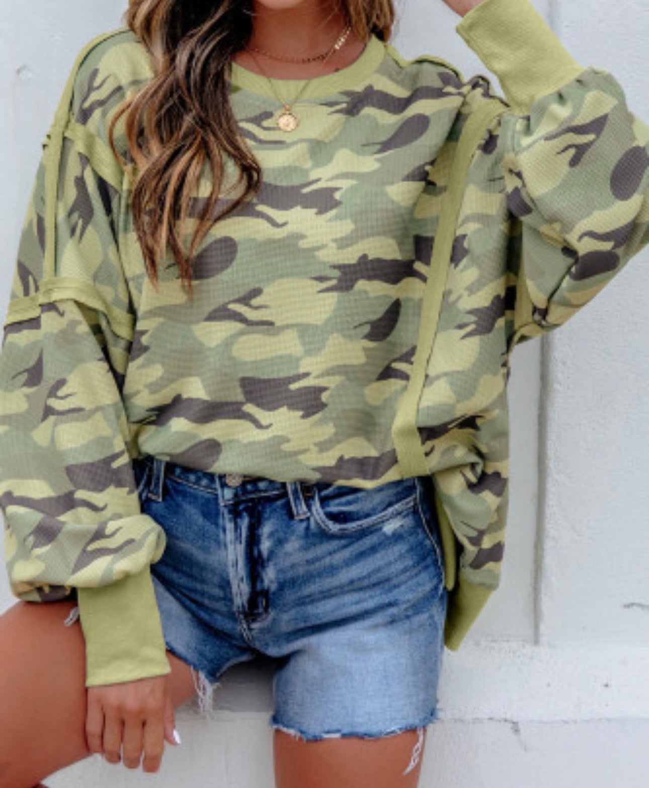 GREEN CAMO TOP