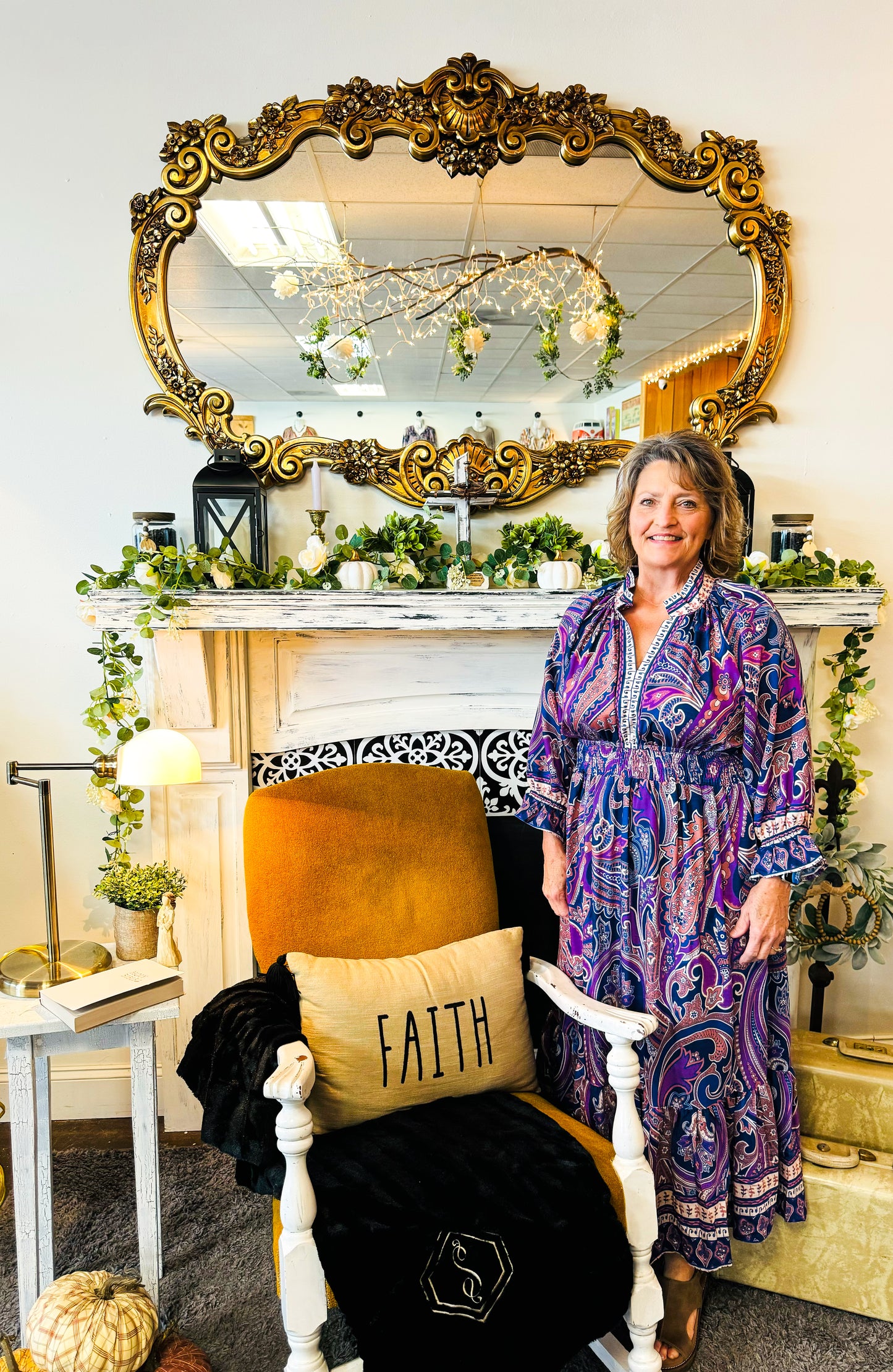 PRINTED PAISLEY MIDI DRESS