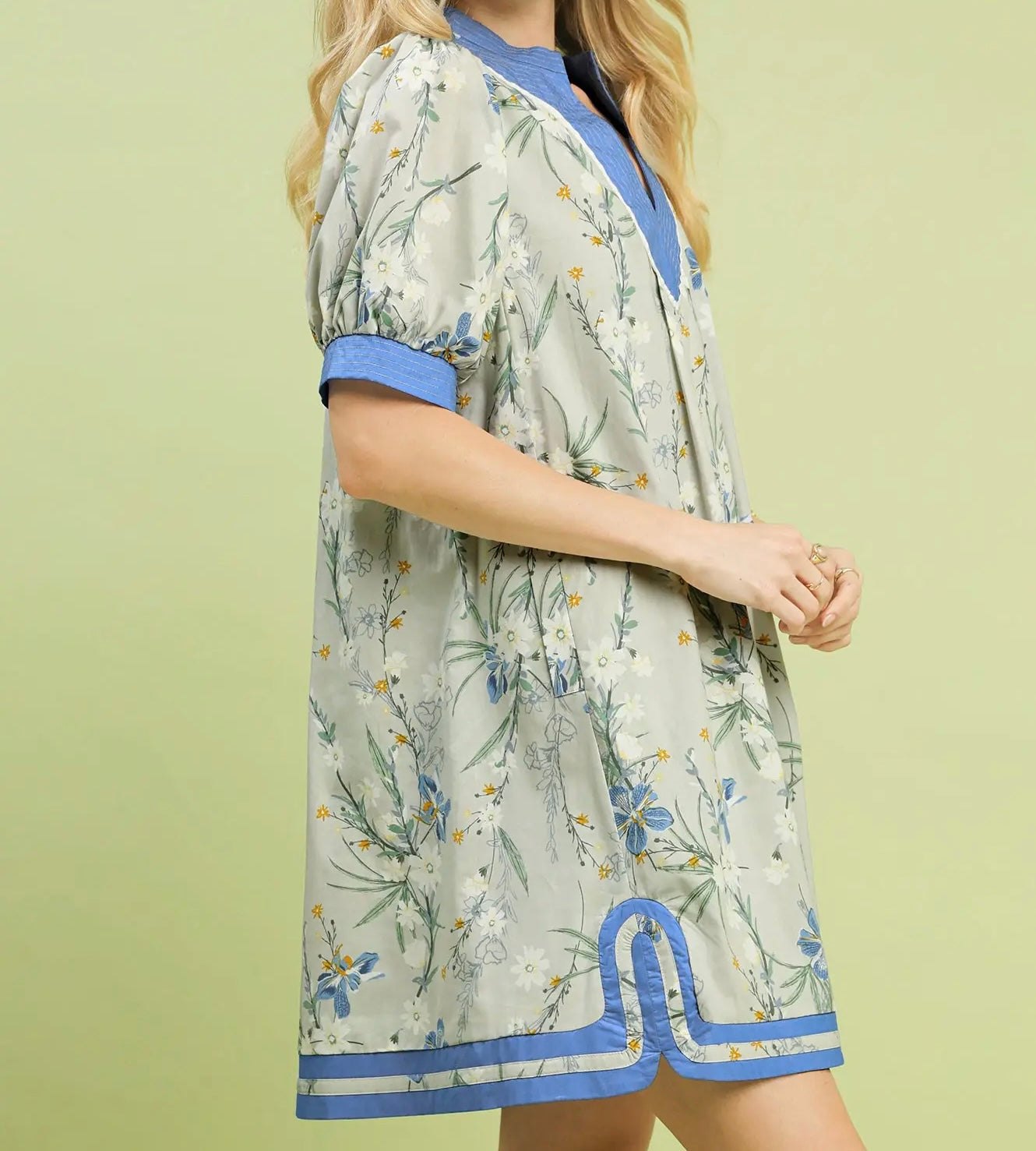 ESTHER GREY FLORAL MINI DRESS