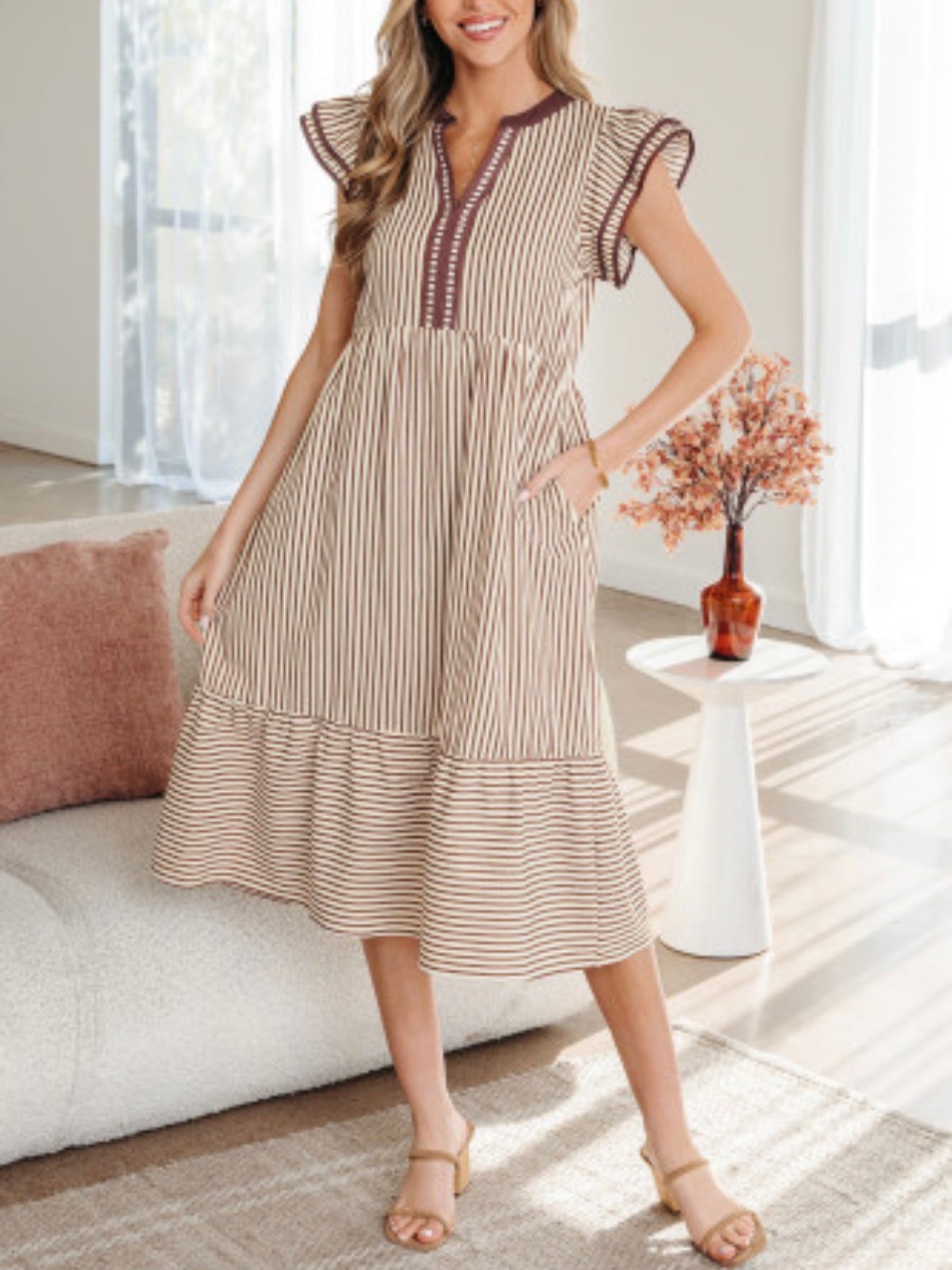 GARDEN KEY STRIPED DRESS