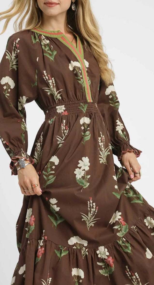 MARISOL BROWN MIDI DRESS