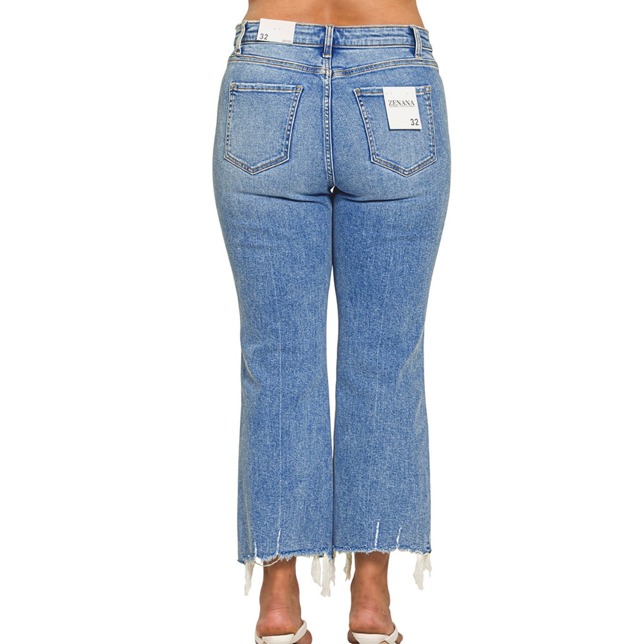 ZENANA MEDIUM WASH CROP JEANS