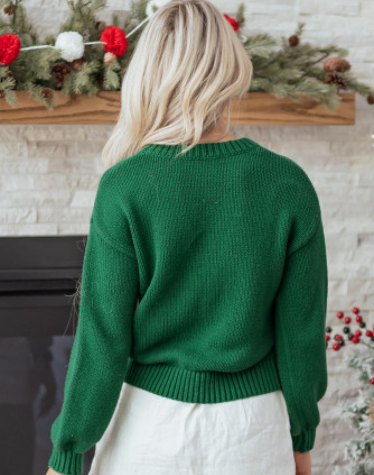 EVERGREEN CHRISTMAS BOW SWEATER